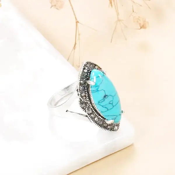 Bague Bouddha Turquoise Bleu en Acier – Édition Signature