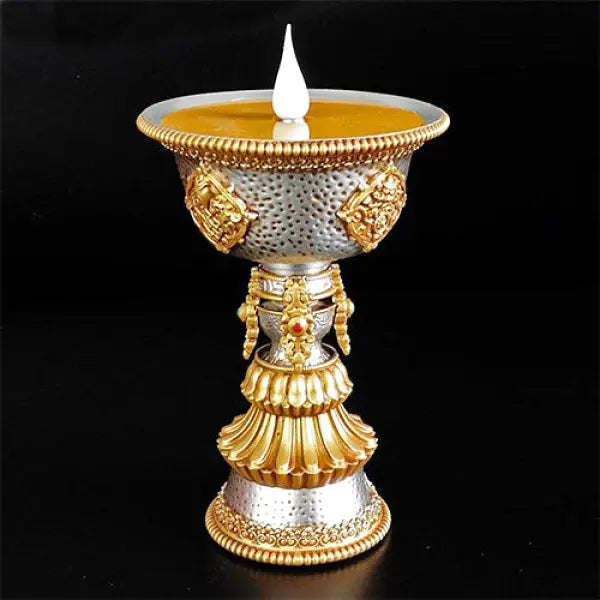 Lampe Bouddha Tibétain avec Bougeoir — Édition Premium