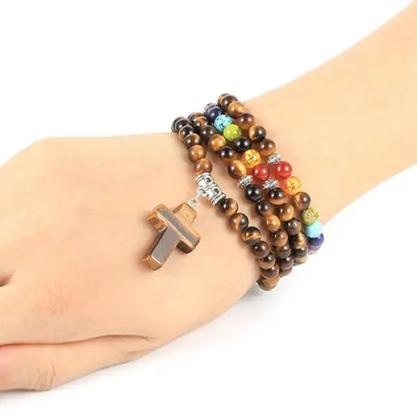 Collier Chapelet en Perles avec Croix — Collection Luxe