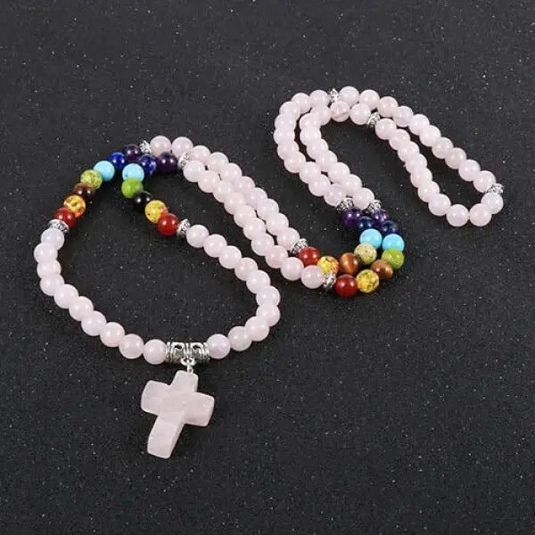 Collier Chapelet en Perles avec Croix — Collection Luxe