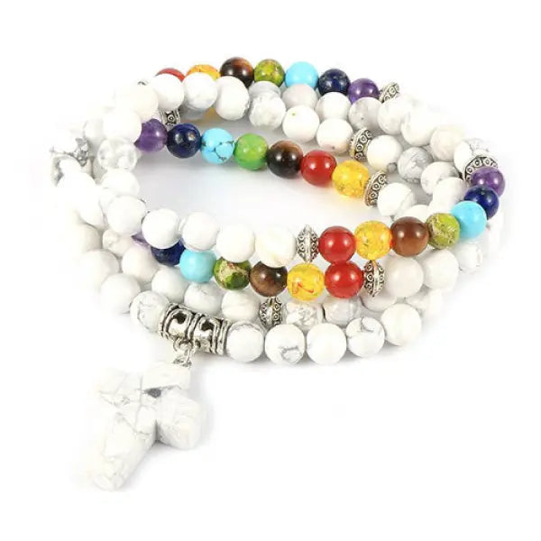 Collier Chapelet en Perles avec Croix — Collection Luxe