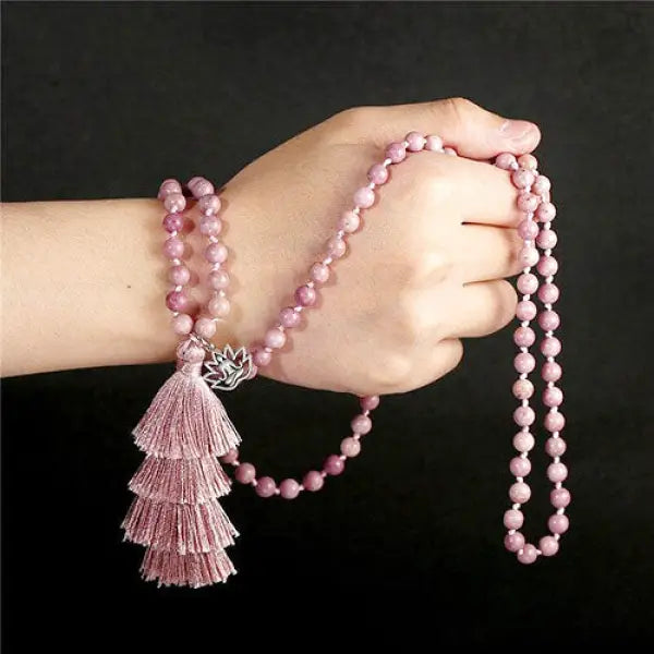 Chapelet Bouddhiste – Bijou en Rhodochrosite Signature