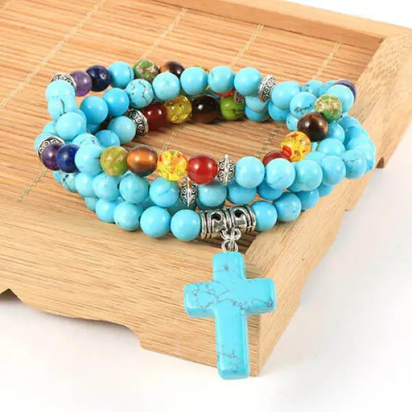 Collier Chapelet en Perles avec Croix — Collection Luxe