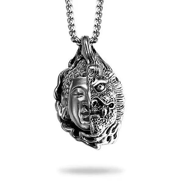 Pendentif Bouddha Fusion – Collier Mi Bouddha / Mi Démon | Collection Signature