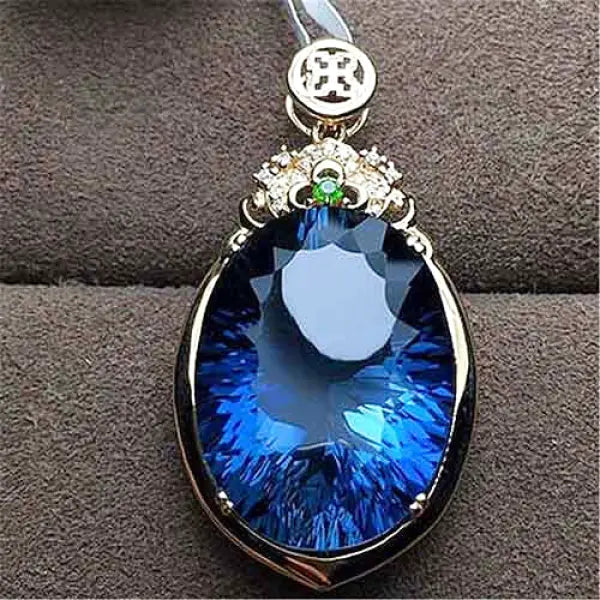 Pendentif Bouddha en Goutte d'Eau – Saphir Bleu