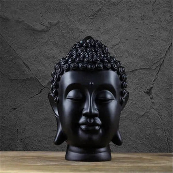 Bouddha Noir – Tête Sculptée Grande Taille