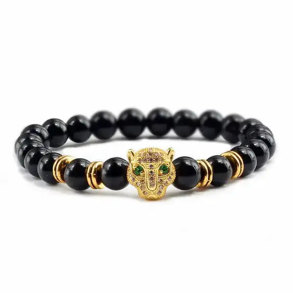 Bracelet Bouddhiste Tête de Léopard — Édition Prestige