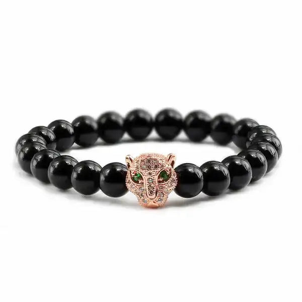 Bracelet Bouddhiste Tête de Léopard — Édition Prestige