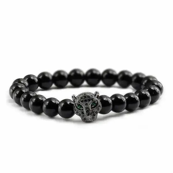 Bracelet Bouddhiste Tête de Léopard — Édition Prestige