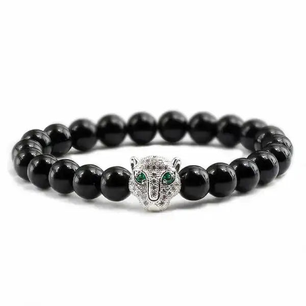 Bracelet Bouddhiste Tête de Léopard — Édition Prestige