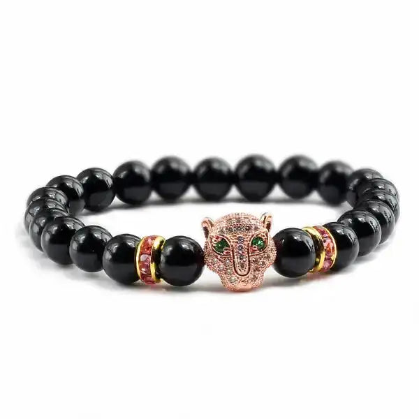 Bracelet Bouddhiste Tête de Léopard — Édition Prestige