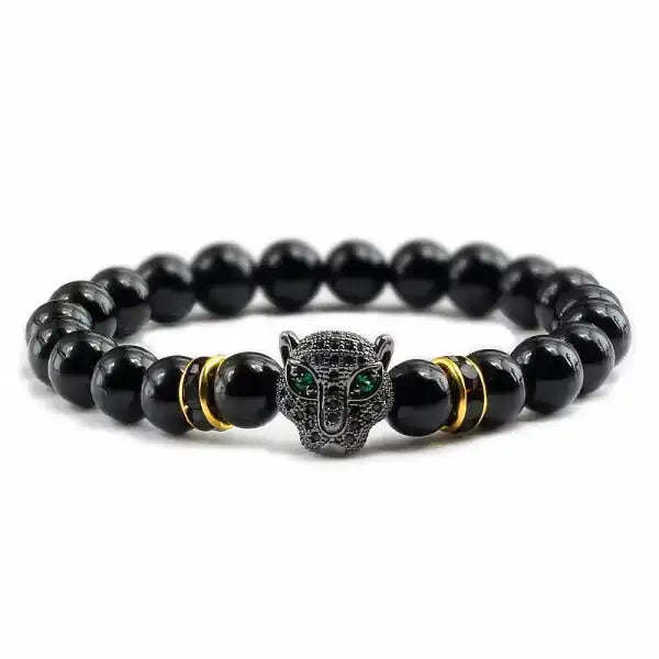 Bracelet Bouddhiste Tête de Léopard — Édition Prestige