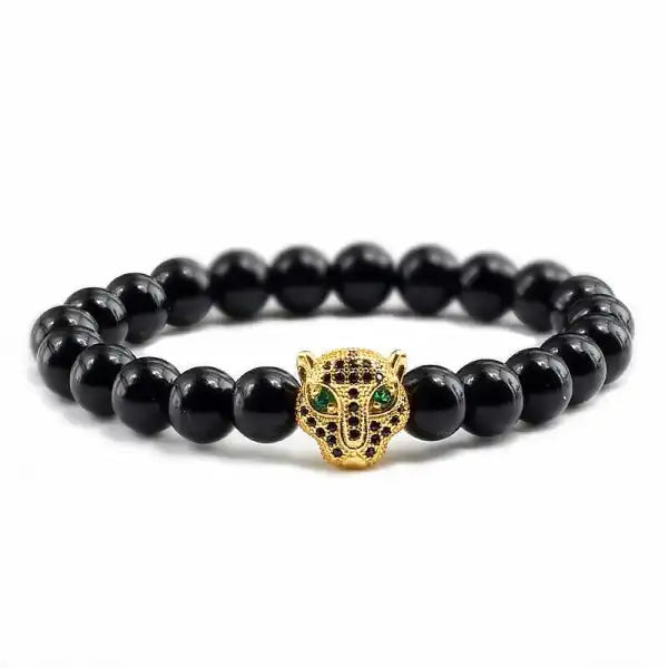 Bracelet Bouddhiste Tête de Léopard — Édition Prestige