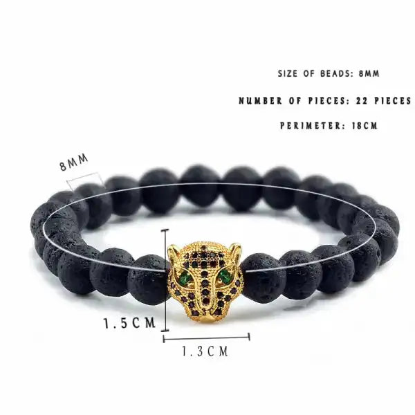 Bracelet Bouddhiste Tête de Léopard — Édition Prestige