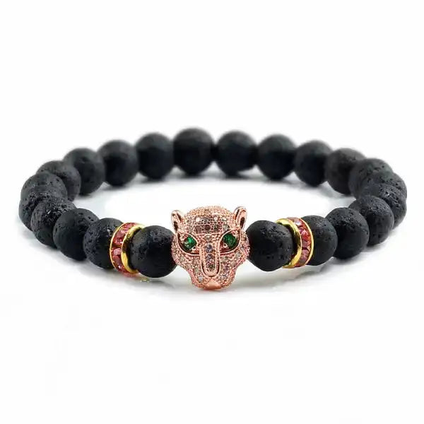 Bracelet Bouddhiste Tête de Léopard — Édition Prestige