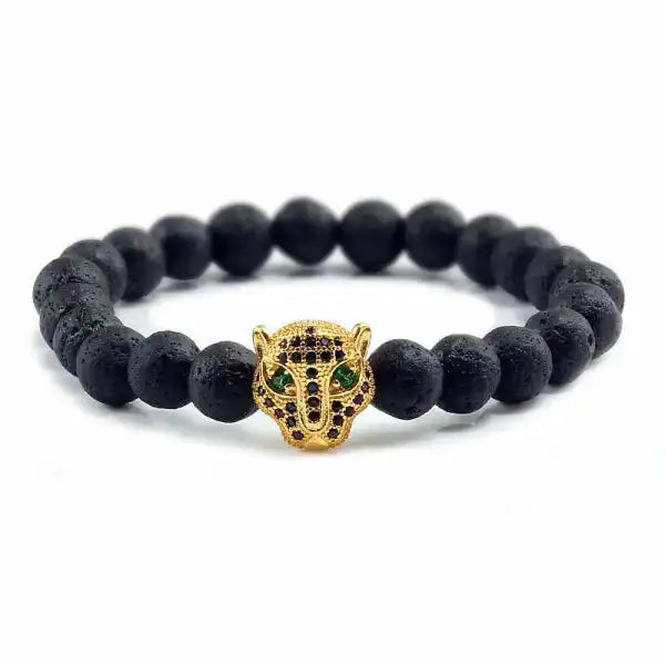 Bracelet Bouddhiste Tête de Léopard — Édition Prestige