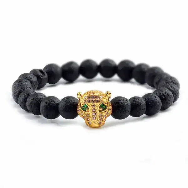 Bracelet Bouddhiste Tête de Léopard — Édition Prestige