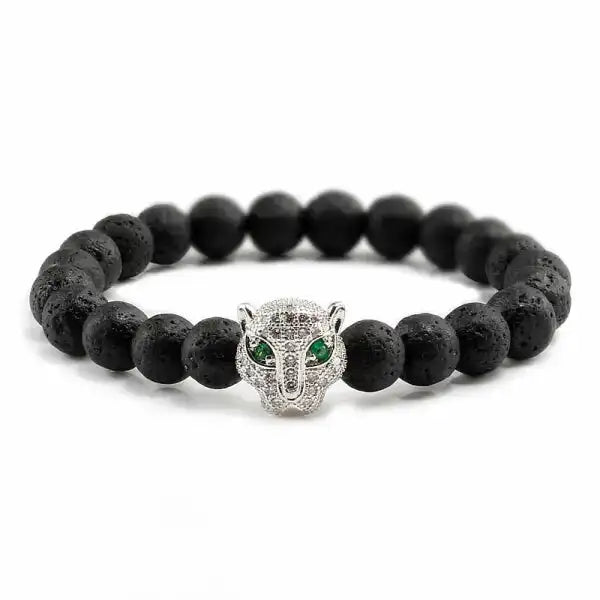 Bracelet Bouddhiste Tête de Léopard — Édition Prestige