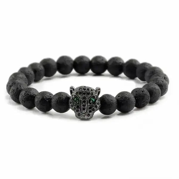 Bracelet Bouddhiste Tête de Léopard — Édition Prestige