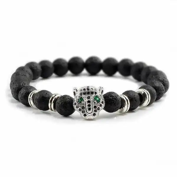 Bracelet Bouddhiste Tête de Léopard — Édition Prestige