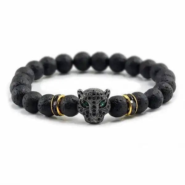 Bracelet Bouddhiste Tête de Léopard — Édition Prestige