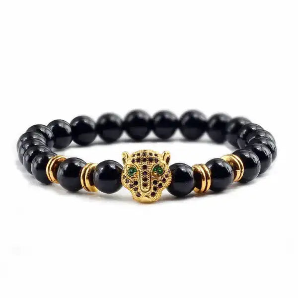 Bracelet Bouddhiste Tête de Léopard — Édition Prestige
