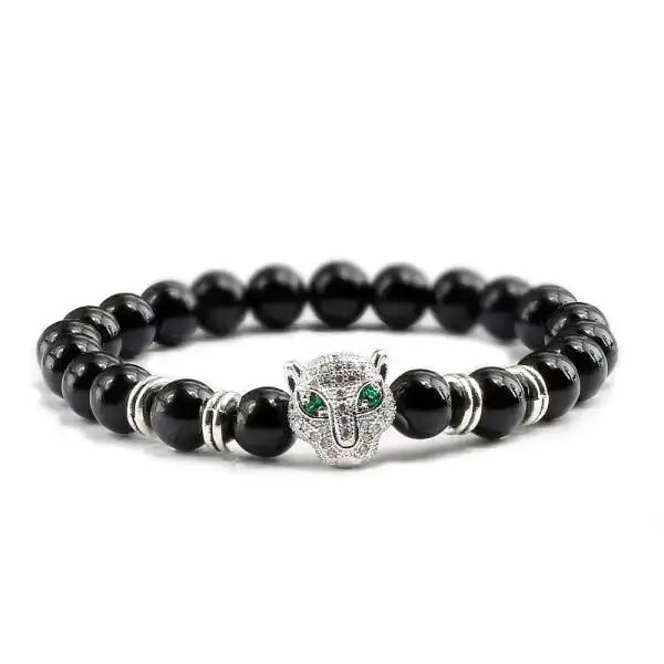 Bracelet Bouddhiste Tête de Léopard — Édition Prestige