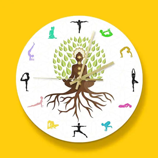 Horloge Bouddha & Yoga — Temps Zen