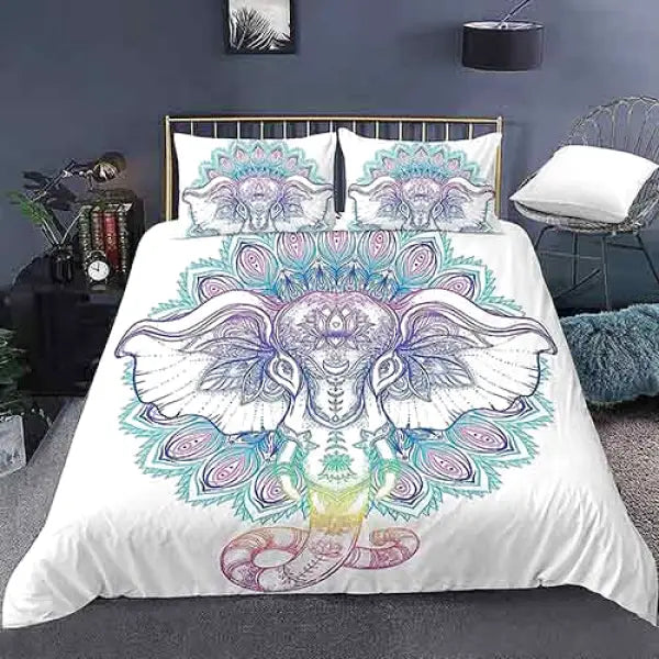 Parure de Lit Éléphant et Mandala — Collection Signature