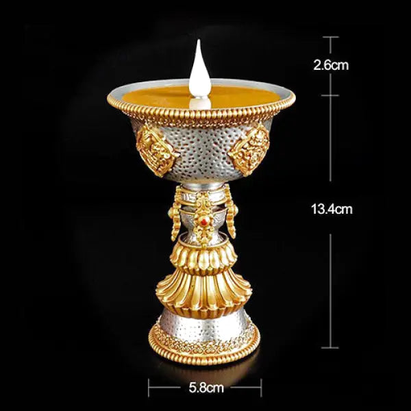 Lampe Bouddha Tibétain avec Bougeoir — Édition Premium