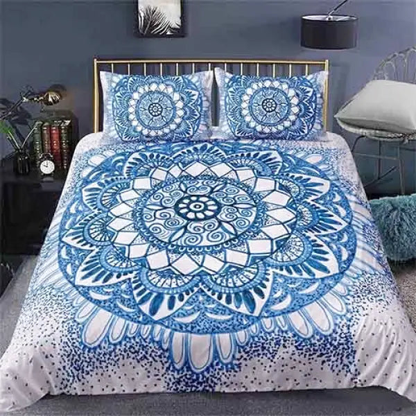 Housse de Couette Mandala Bleu Bouddha - Collection Premium