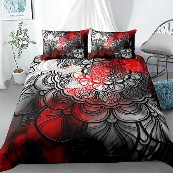 Housse de Couette Mandala Rouge Bouddha — Édition Signature