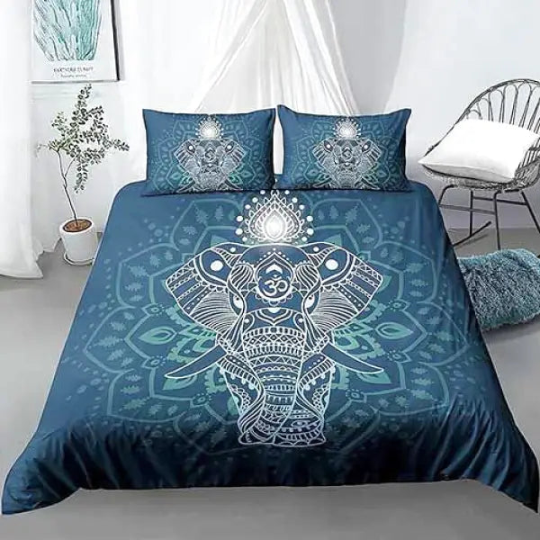 Housse de Couette Zen Éléphant Bouddha - Motif Luxe
