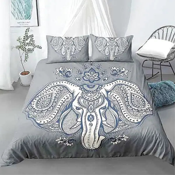 Housse de Couette Éléphant Bouddha – Collection Zen, 220x240 cm