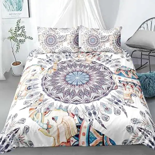 Housse de Couette Éléphant et Mandala – Collection Signature