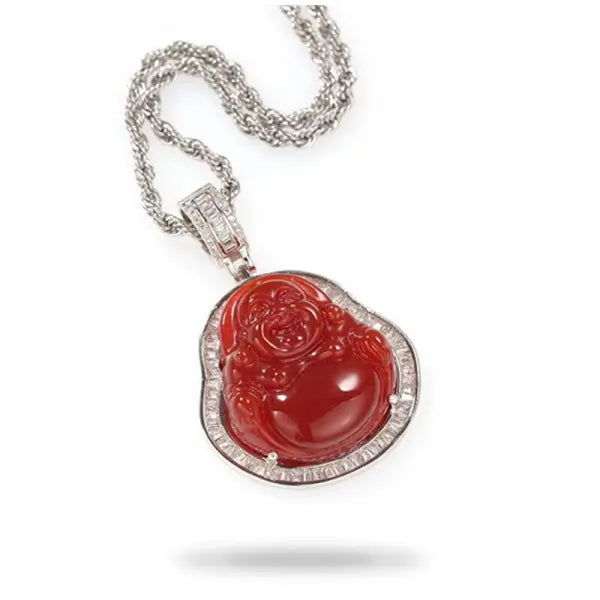 Pendentif Bouddha Rieur Contour Argenté – Édition Signature