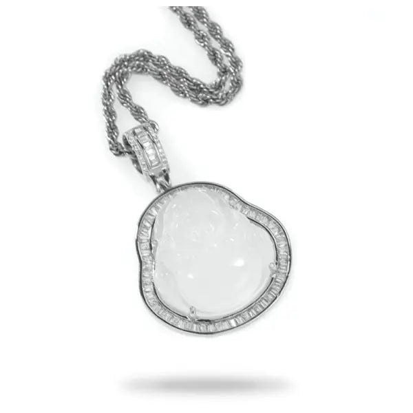 Pendentif Bouddha Rieur Contour Argenté – Édition Signature