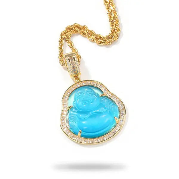 Pendentif Bouddha Rieur Contour Doré