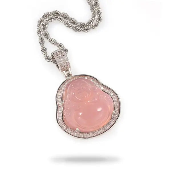 Pendentif Bouddha Rieur Contour Argenté – Édition Signature