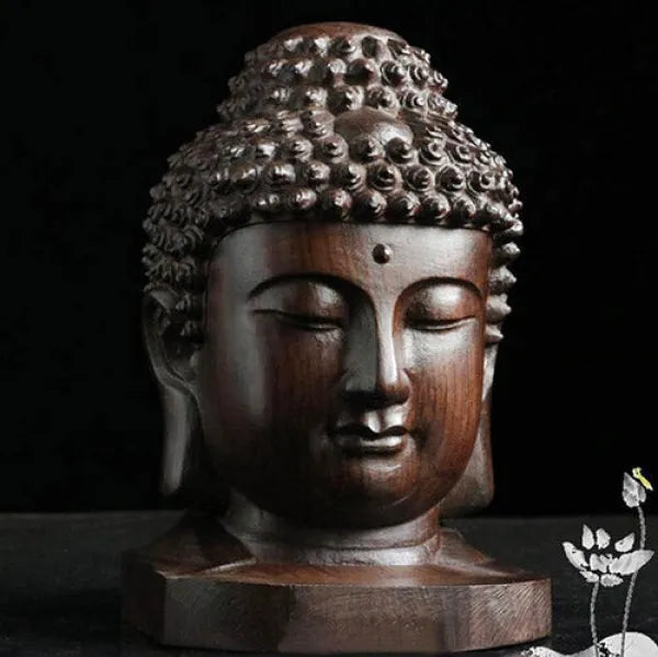 ZenWood Tête de Bouddha en Bois – Petite Taille