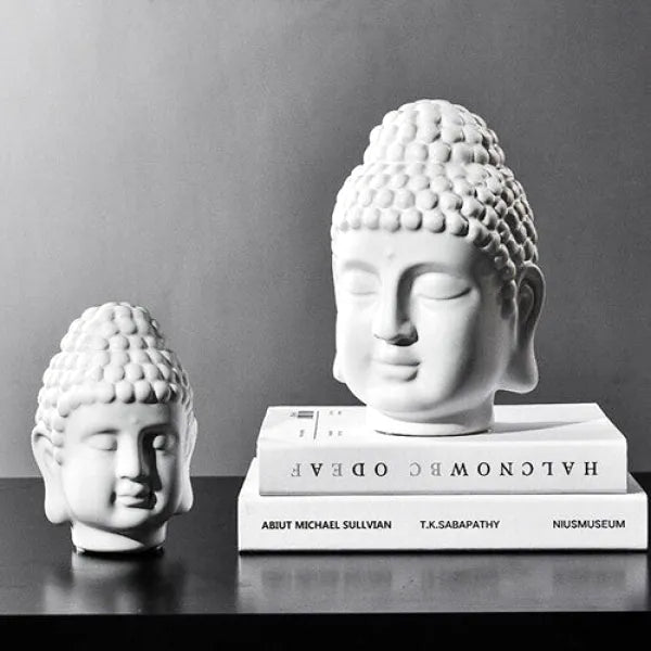 Tête de Bouddha – Décoration d’Intérieur Blanche