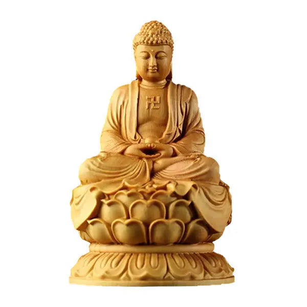Statue Bouddha en Bois Ancien — Sculpture Signature
