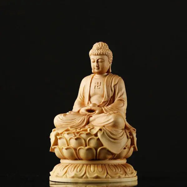 Statue Bouddha en Bois Ancien — Sculpture Signature