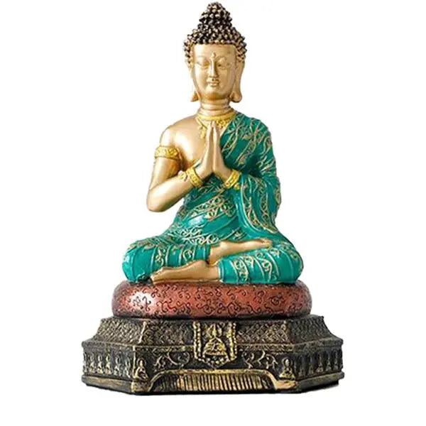 Statue Bouddha Amitabha – Vert et Or – Édition Signature