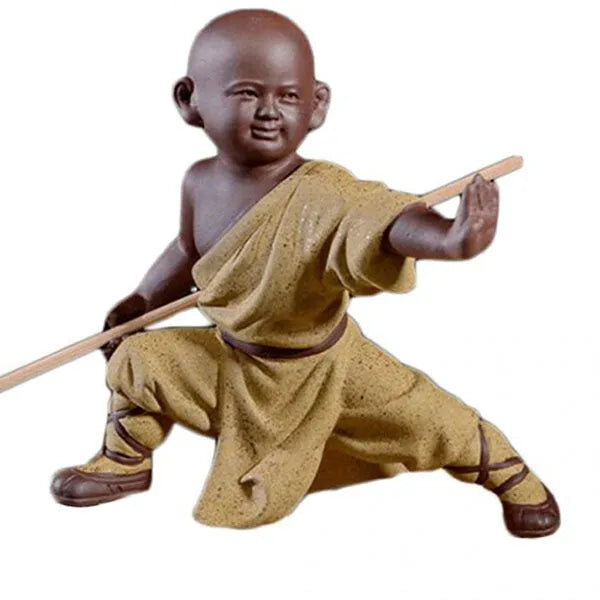Statuette Bouddha et le Moine Shaolin — Édition Prestige