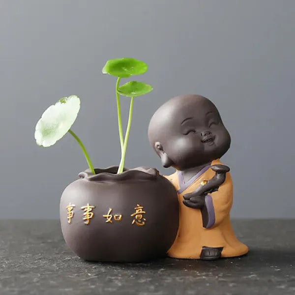 Statuette Bouddha et Moines en Extérieur – Édition Prestige