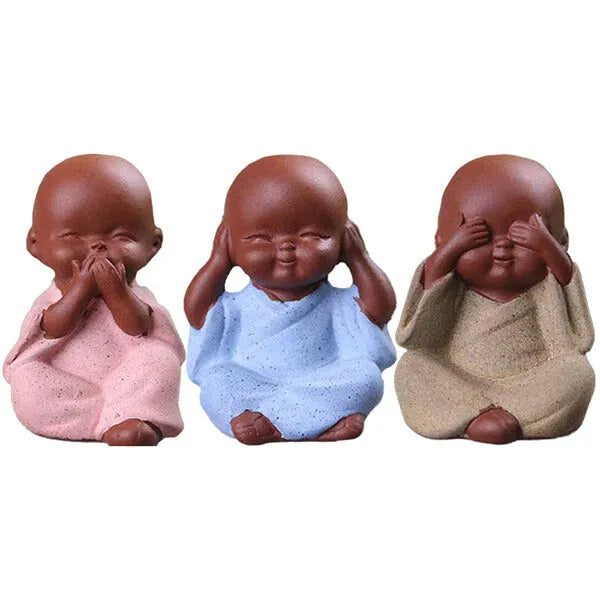 Statuette Bouddha: Sagesse des Trois Moines