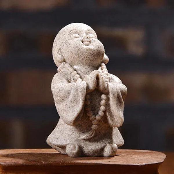 Statuette Bouddha et Moine en Prière – Collection Zen