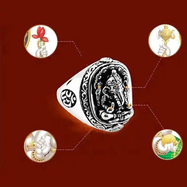 Bague Bouddha Ganesh – Divinité en Argent Signature