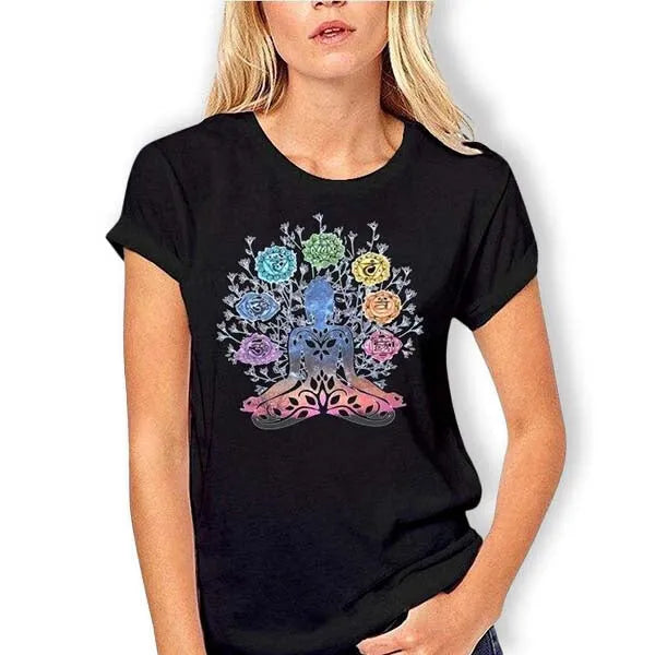 T-Shirt Bouddha Yoga Chakra - Édition Zen